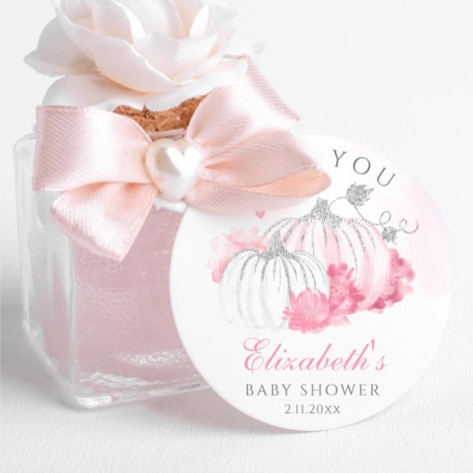 Roze pomkin Girl Baby shower Dank u wel Bedankjes Labels