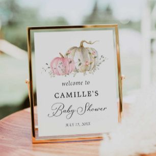 Roze pomkin Girl Baby shower Welkomstteken Poster