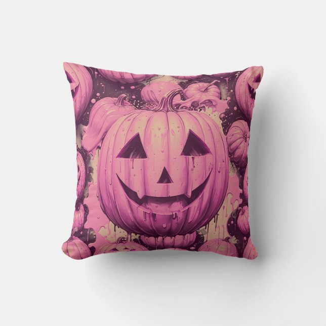 Roze pomkin Halloween Kussen (Voorkant)