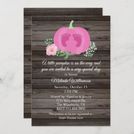 Roze pomkin Rustic Baby shower Uitnodiging