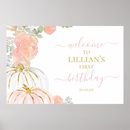 Roze pomkin Welkomstteken Poster (Voorkant)