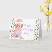 Roze pompelmachine kaart (Gele Bloem)