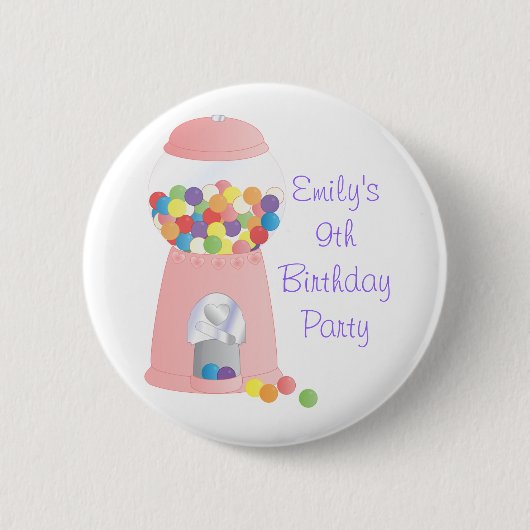 Roze pompelmachine ronde button 5,7 cm (Voorkant)