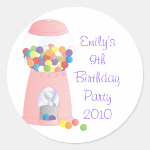 Roze pompelmachine ronde sticker