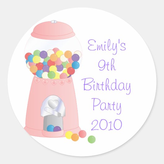 Roze pompelmachine ronde sticker (Voorkant)