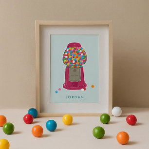 Roze pompelmachine Snoep Bubble Gum op maat Poster