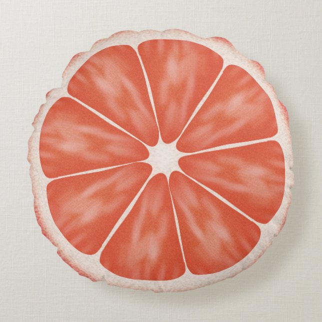 Roze pompelmoessap/pompelmoes rond kussen (Voorkant)