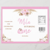 Roze pompoen 1e verjaardag Chip Bag Wrapper Flyer (Voorkant)