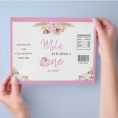 Roze pompoen 1e verjaardag Chip Bag Wrapper Flyer (Hand)