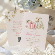 Roze Pompoen All-in-One Geboortekaartje