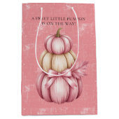 Roze Pompoen Baby Meisje Douche Medium Cadeauzakje (Voorkant)