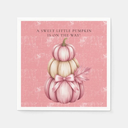 Roze Pompoen Baby Meisje Douche Servet (Voorkant)