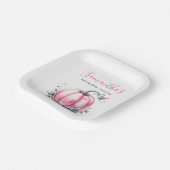 Roze pompoen Baby shower Beschikbaar Papieren Bordje (Gebogen)