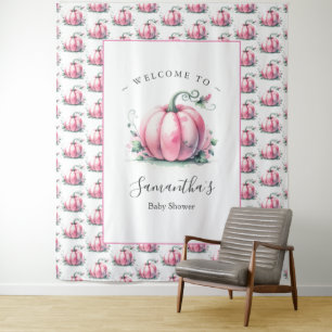 Roze Pompoen Baby shower Foto Achtergronden Wandkleed