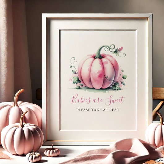 Roze pompoen Baby shower Posters