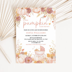 Roze Pompoen Baby Shower Uitnodiging Meisje Herfst