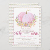 Roze Pompoen Baby Shower Uitnodigingen (Voorkant / Achterkant)