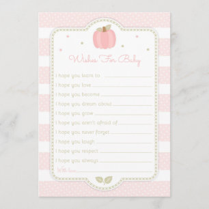 Roze Pompoen Baby Shower Wensen voor Baby Kaart