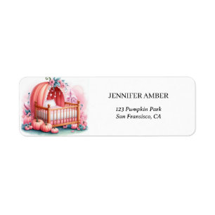 Roze Pompoen Baby Wieg Rustieke Herfst & Herfstbla Etiket