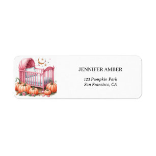 Roze Pompoen Baby Wieg Rustieke Herfst & Herfstbla Etiket