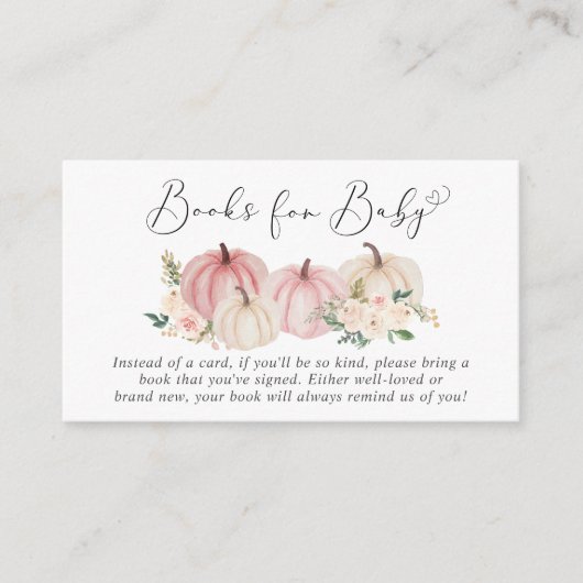 Roze pompoen bloemboeken voor Baby shower Informatiekaartje (Voorkant)