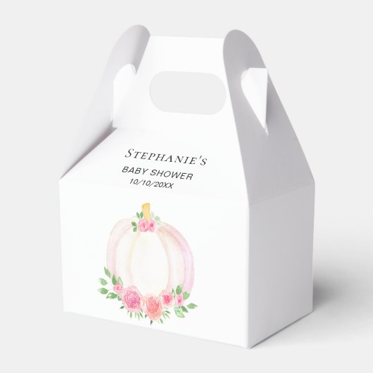 Roze Pompoen Bloemen Baby Meisje Douche Bedankdoosjes (Voorkant Zijde)