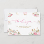 Roze Pompoen Bloemen Baby shower Dank u kaart (Voorkant)