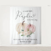 Roze Pompoen Bloemen Baby shower Foto Achtergrond Wandkleed (Voorkant)