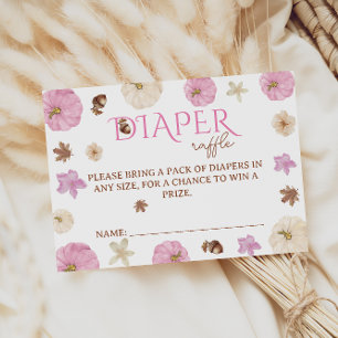 Roze Pompoen Bloemen Baby Shower Luier Raffle  Informatiekaartje