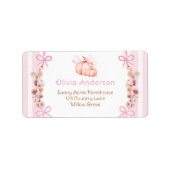 Roze Pompoen Bloemen Baby shower Retouradres Etiket (Voorkant)