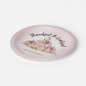 Roze Pompoen Bloemen Thanksgiving papier bord (Gekanteld)