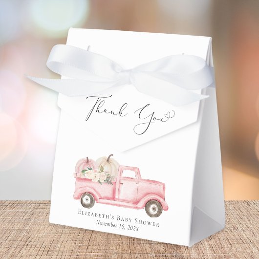 Roze Pompoen Bloemen Truck Baby shower Dank u Bedankdoosjes