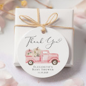 Roze Pompoen Bloemen Truck Baby shower Dank u Bedankjes Labels