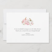 Roze Pompoen Bloemige Baby Shower Bedankkaart (Achterkant)