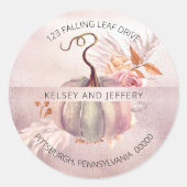 Roze pompoen | Boho Pampas Grass Retouradres C Ronde Sticker (Voorkant)