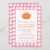 Roze Pompoen Bow Baby shower Invitation Kaart (Voorkant / Achterkant)