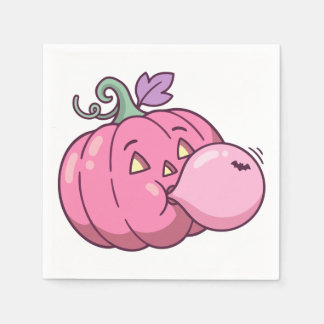 Roze Pompoen Bubble Gum Schattig Pastel Halloween Servet