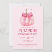 Roze Pompoen Carving Party Halloween Kaart (Voorkant)