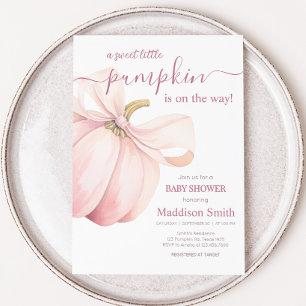 Roze Pompoen Coquette Baby Shower Kaart