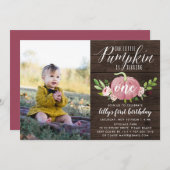 Roze Pompoen Custom Age Verjaardag Party Foto Kaart (Voorkant / Achterkant)