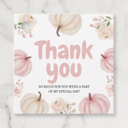 Roze pompoen Dank u Gift Label (Voorkant)