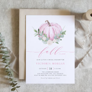 Roze Pompoen en groen Herfst Vrijgezellenfeest Kaart