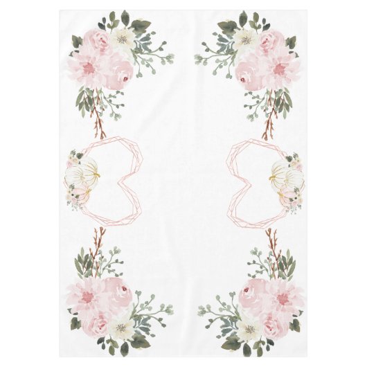 Roze Pompoen en Hart Waterverf Thanksgiving Tafelkleed (Voorkant)