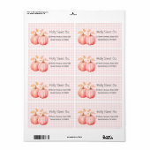 Roze Pompoen Gingham Bakkerij Verzending Etiket (Full Sheet)