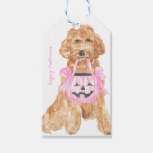 Roze pompoen Halloween Hond Cadeaulabel (Voorkant)