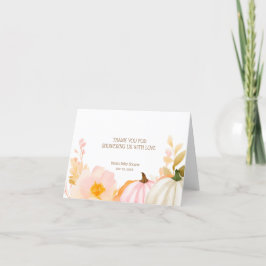 Roze Pompoen Herfst Baby shower Bedankkaart