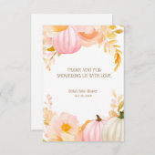 Roze Pompoen Herfst Baby shower Bedankkaart (Voorkant / Achterkant)