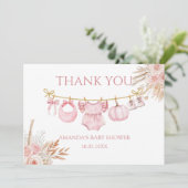 Roze Pompoen Herfst Baby shower Dank u kaart (Staand voorkant)