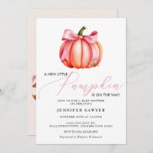 Roze pompoen | Herfst Baby shower Kaart (Voorkant / Achterkant)