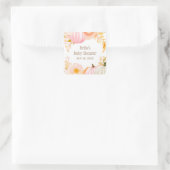 Roze Pompoen Herfst Baby shower Vierkante Sticker (Tas)